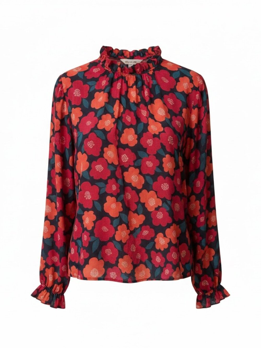 Floral Blouse with Ruffled Sleeves by Haptics